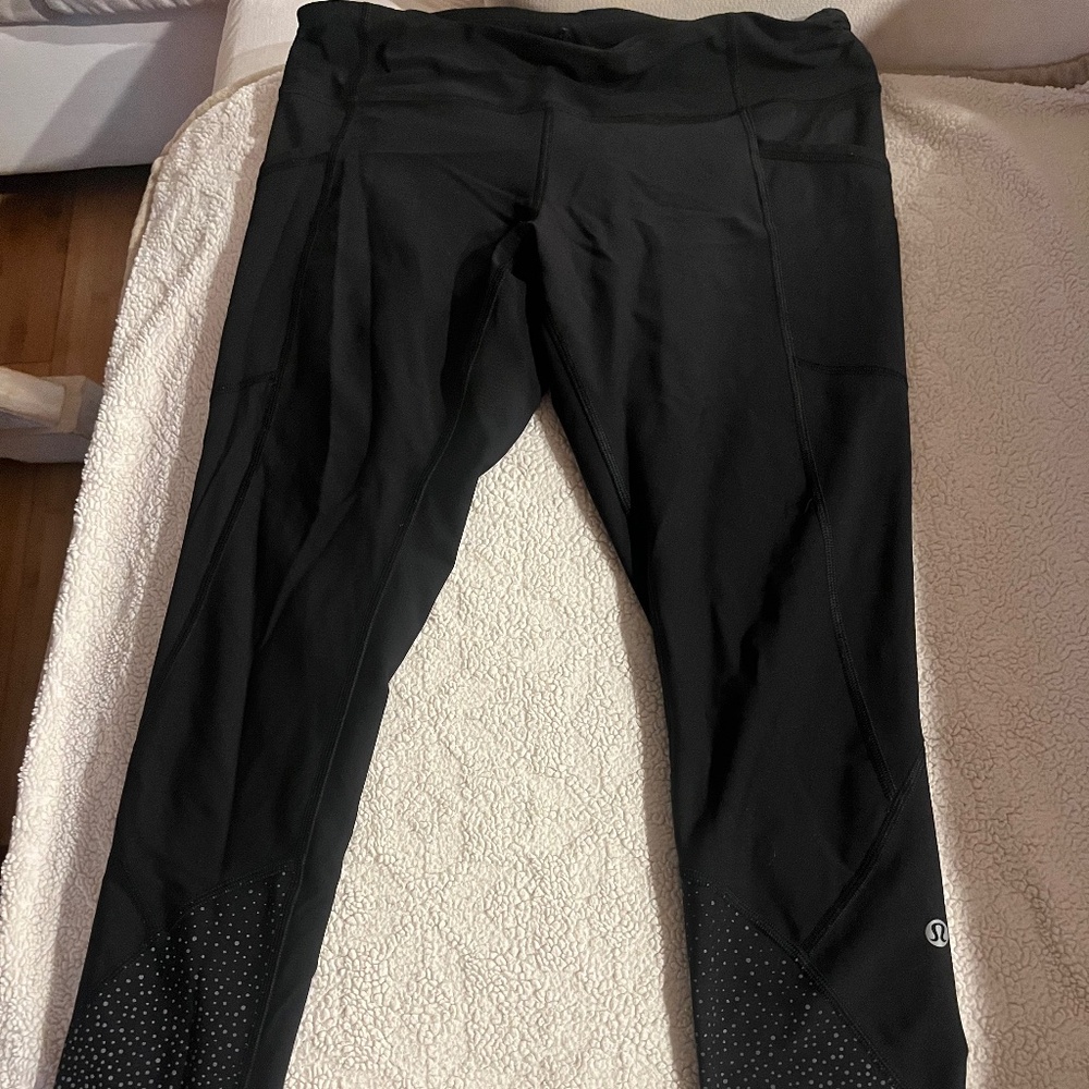 Lululemon Reflective Poka Dot Leggings Black Size 10